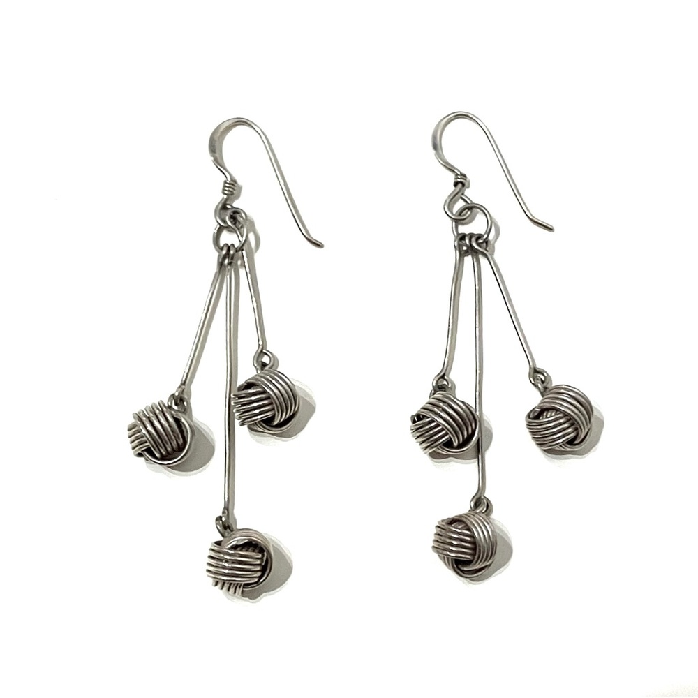 Sterling Silver Knots Drop Earrings